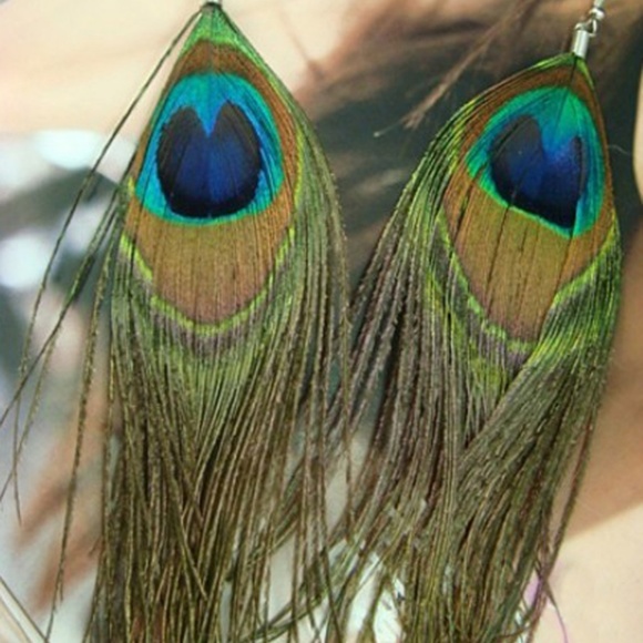 Necklace & Earrings - Peacock Secret Feather Set - Picture 8 of 8